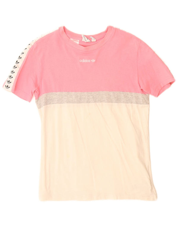 Adidas piger grafisk t-shirt top 13-14 år Pink Colourblock Bomuld