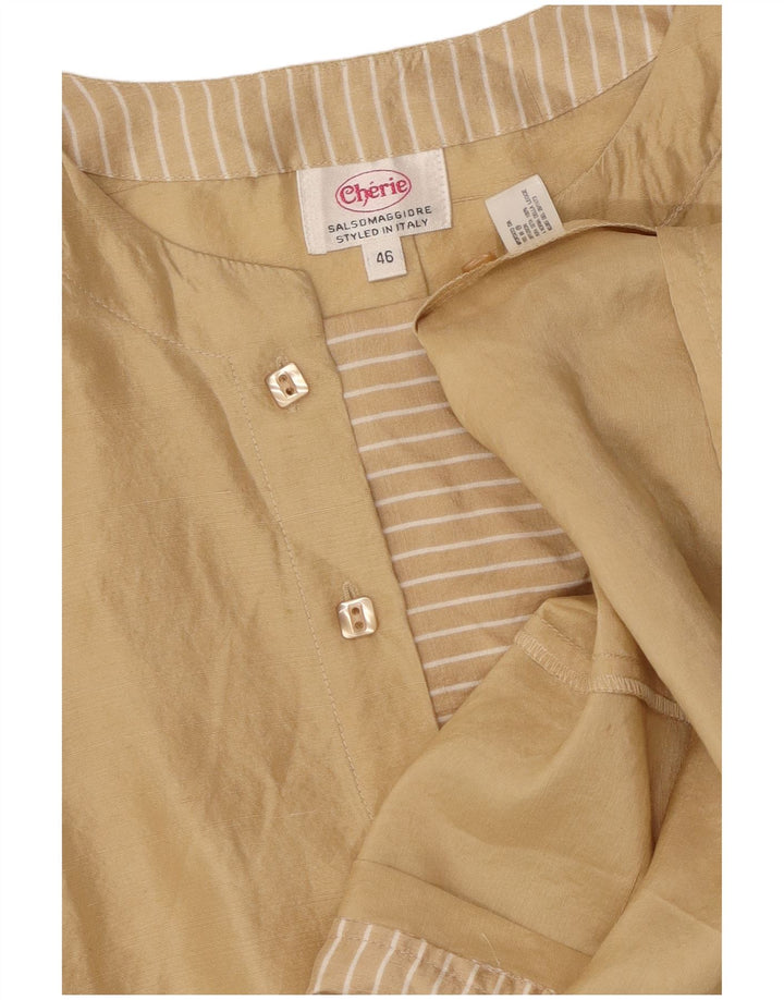 CHERIE Dame Bluse Top IT 46 Stor Beige Silke