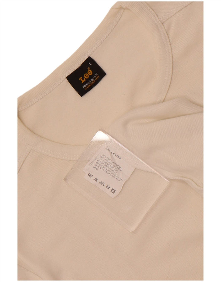 Lee Dame T-Shirt Top UK 14 Stor Hvid Bomuld