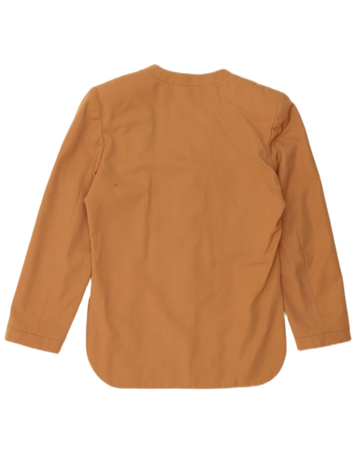 Vintage dame 3-knaps 3/4-ærmet blazerjakke IT 42 Medium Brown Rayon