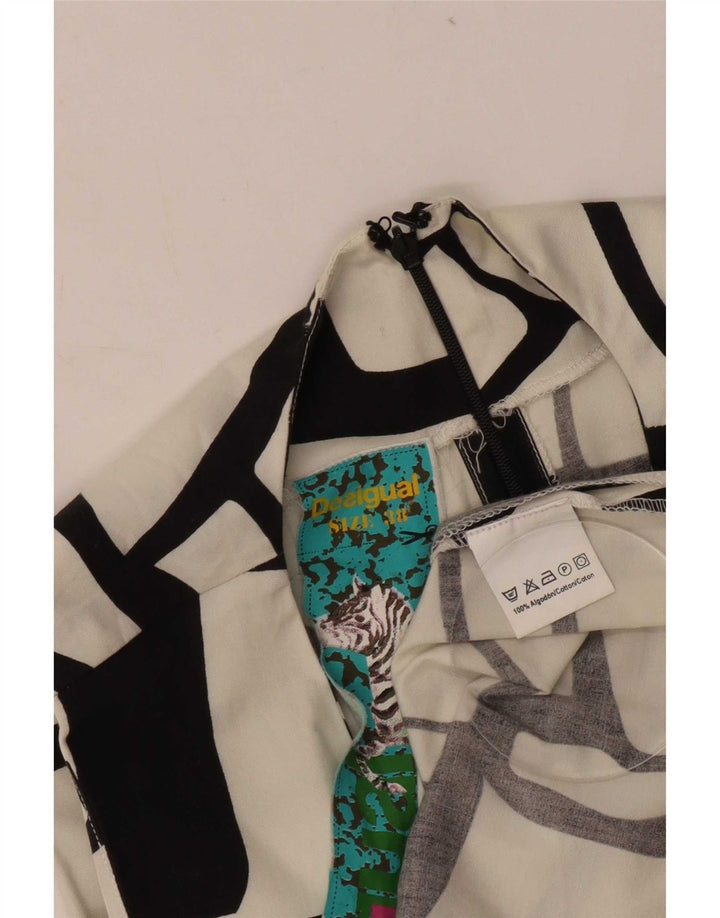 Desigual Kvinder abstrakt mønster Ærmeløs A-line kjole EU 38 Medium White