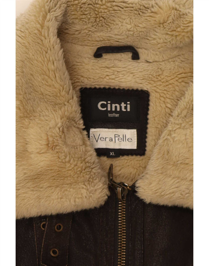 CINTI Herre Sherpa Læderjakke UK 42 XL Brun