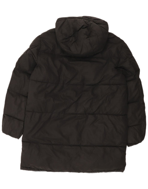 Zara Mens Hooded Padded Coat UK 40 Large Black Polyester