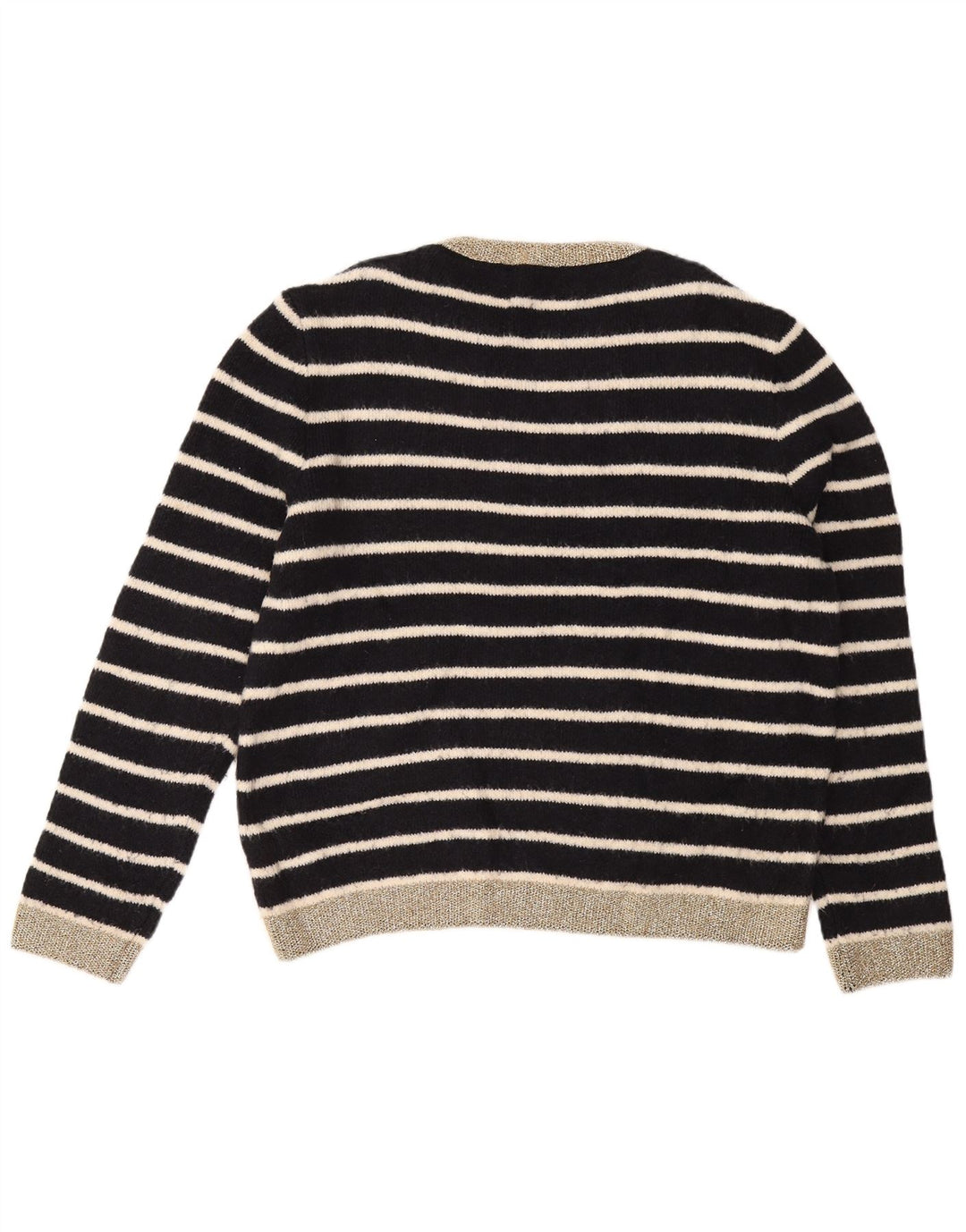 MARKS & SPENCER Dame sweater med rund hals DK 16 Stor sort stribet
