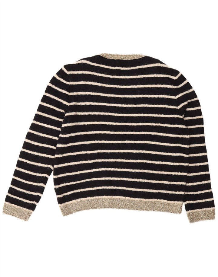 MARKS & SPENCER Dame sweater med rund hals DK 16 Stor sort stribet