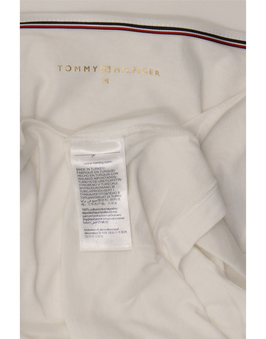 Tommy Hilfiger Dame Top 3/4 ærmer UK 14 Medium Hvid Bomuld