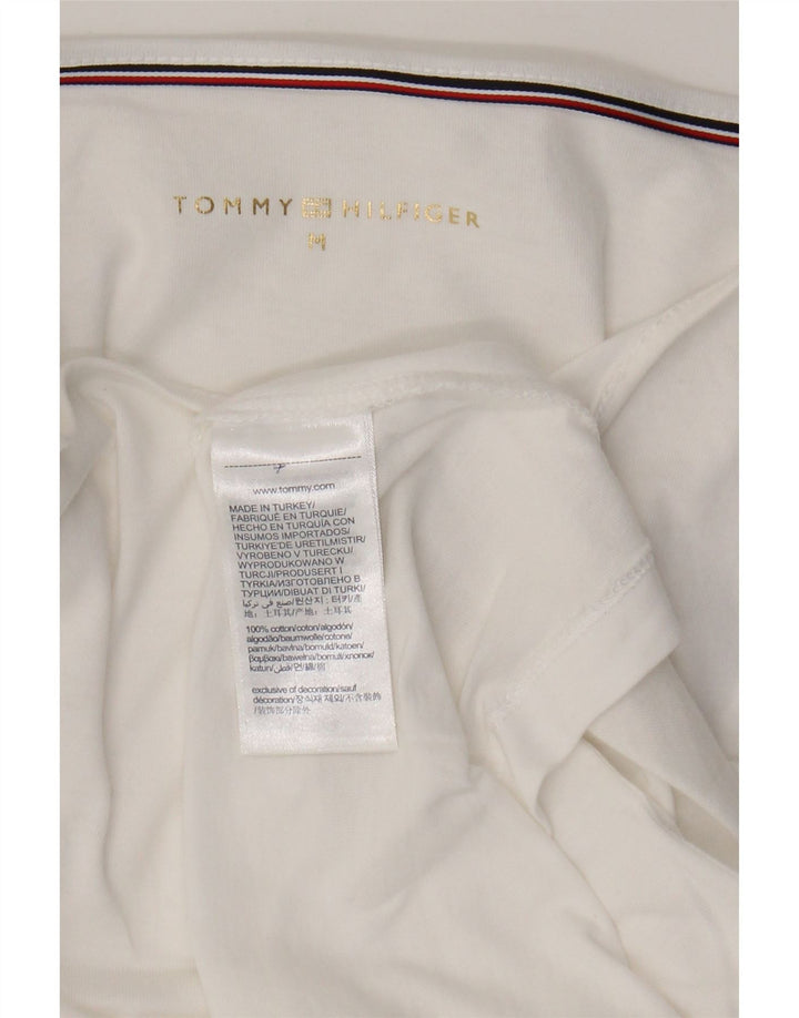 Tommy Hilfiger Dame Top 3/4 ærmer UK 14 Medium Hvid Bomuld