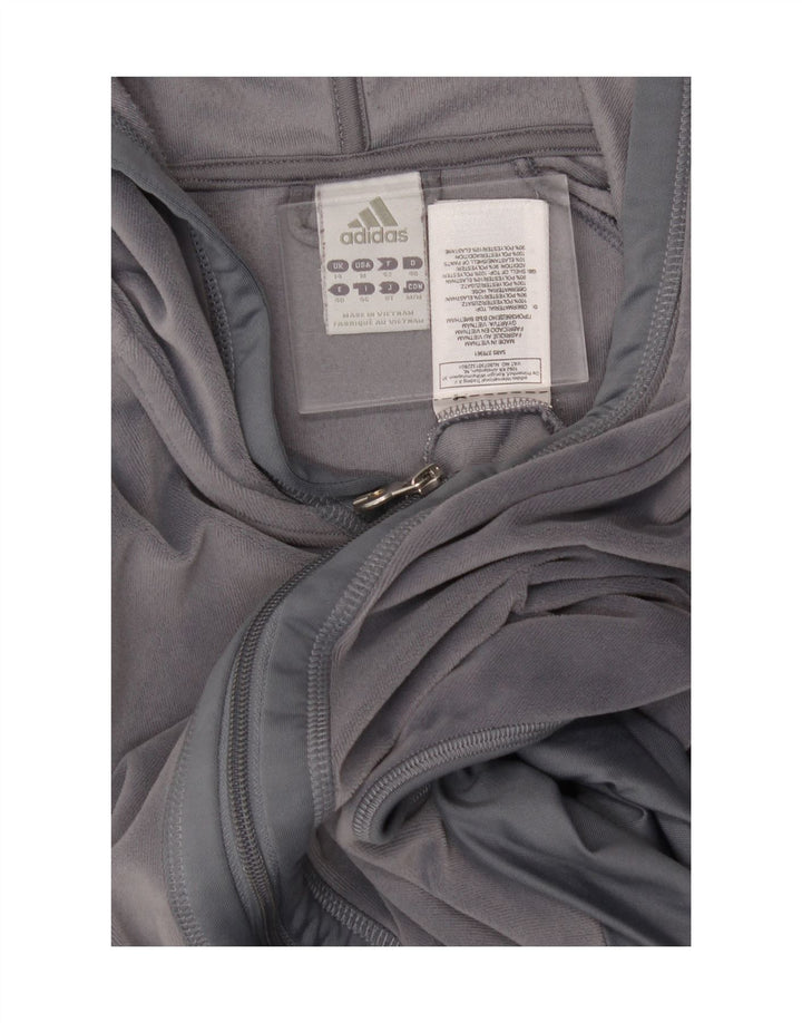 ADIDAS Womens Velour Zip Hoodie Sweater UK 14 Medium  Grey Polyester Vintage Adidas and Second-Hand Adidas from Messina Hembry 