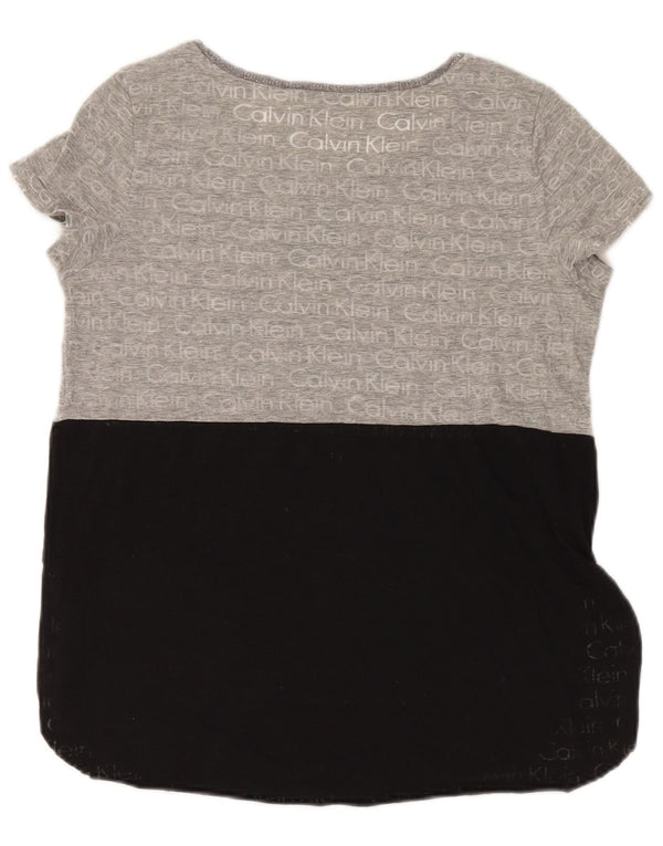 Calvin Klein Jeans Womens Graphic T-Shirt Top UK 14 Medium Grey Colourblock
