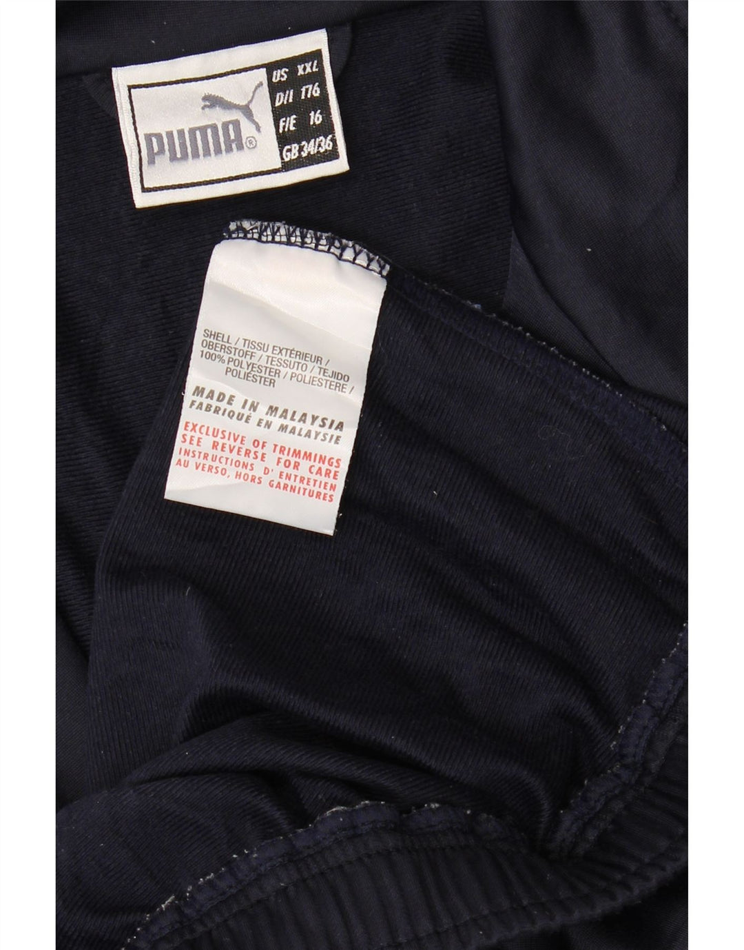 PUMA Boys Tracksuit Top Jacket 15-16 Years Navy Blue Colourblock Polyester