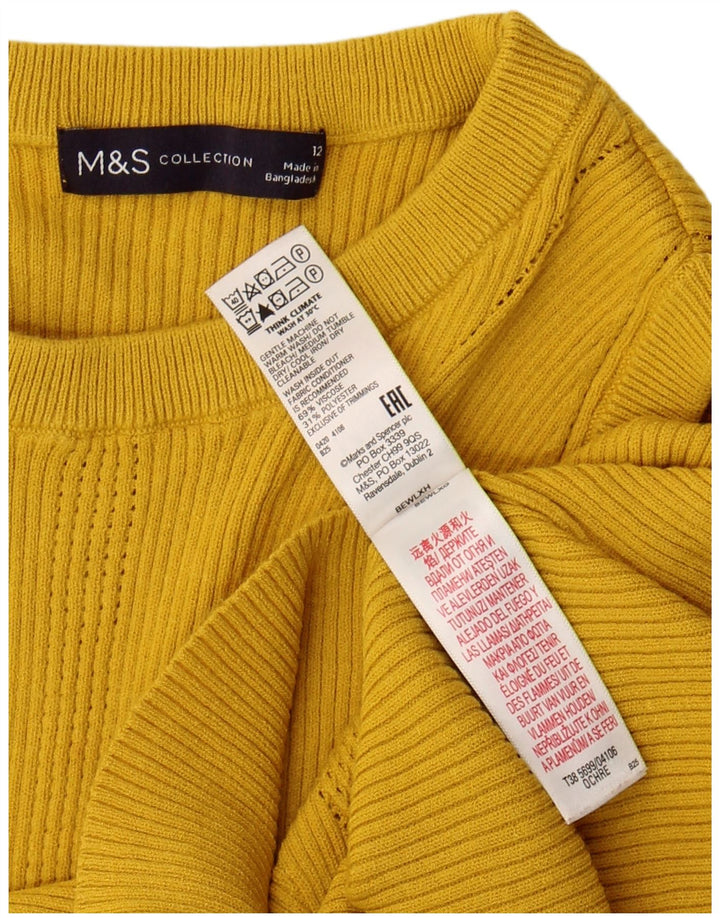 Marks & Spencer Damevest Tank Top UK 12 Medium Yellow Viscose