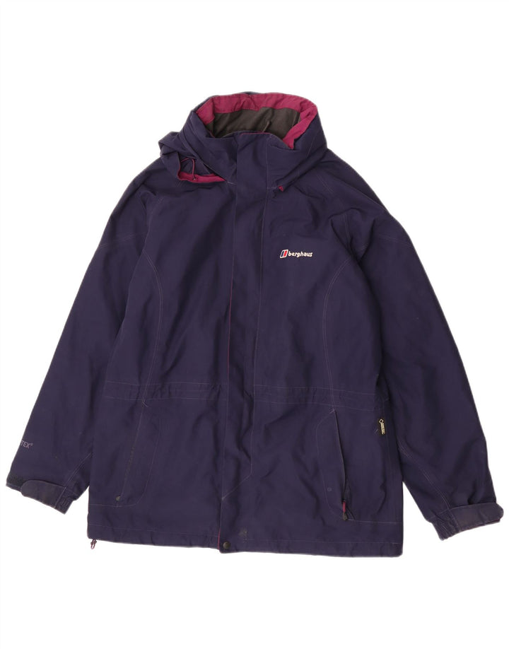 Berghaus Regnjakke med hætte til kvinder UK 12 Mellem marineblå polyester