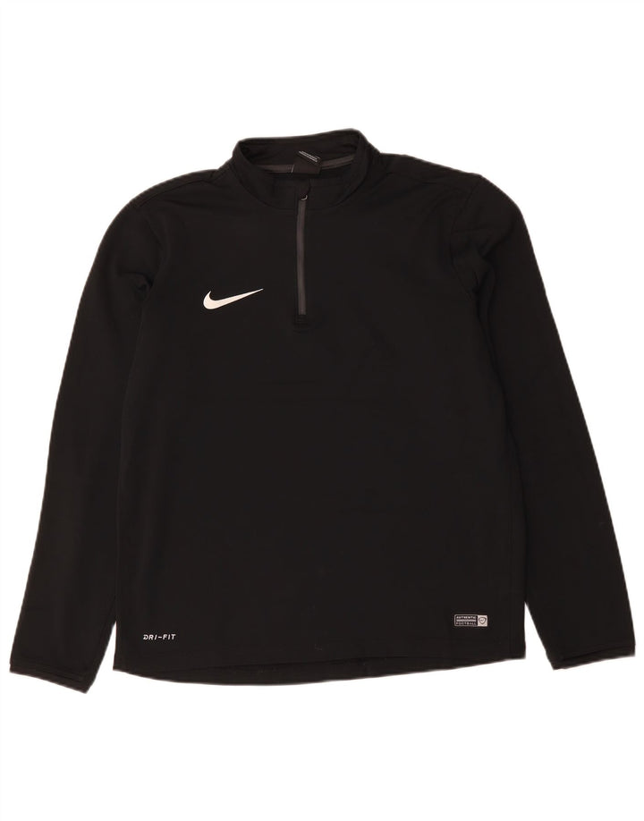 NIKE Herre Dri Fit Pullover med lynlåsudskæring Træningsdragt Top Medium Sort Polyester