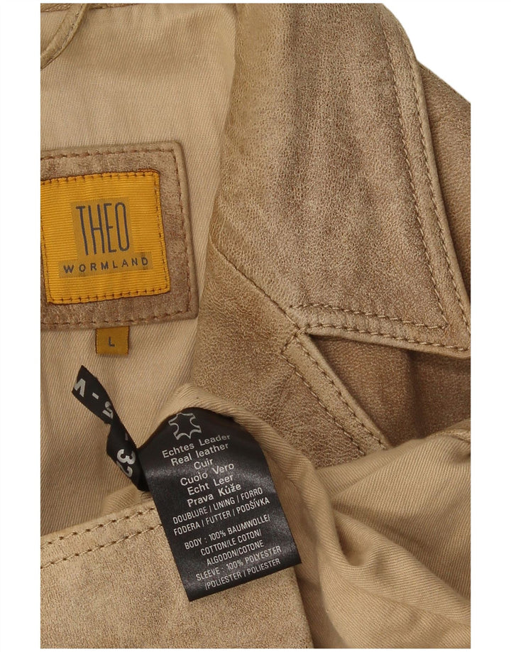Vintage herre 2-knaps ruskind blazerjakke UK 40 Stort beige læder