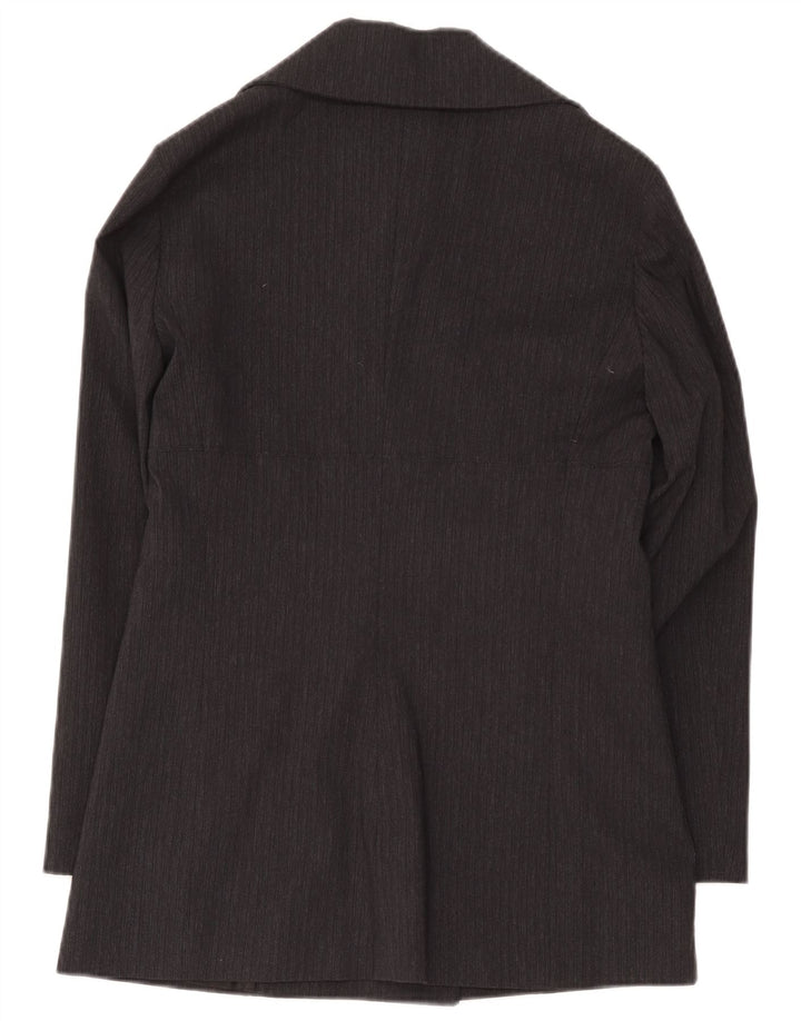 Terranova Womens Pea Coat UK 10 Small Sort Stribet Viscose