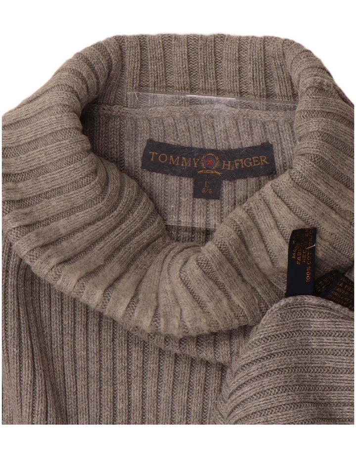 TOMMY HILFIGER Herre grafisk rullehals sweater Stor grå bomuld