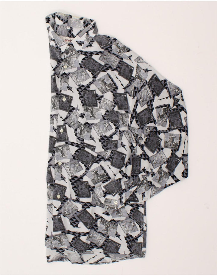 VINTAGE Mens Shirt Large Grey Patchwork Viscose Vintage Vintage and Second-Hand Vintage from Messina Hembry 