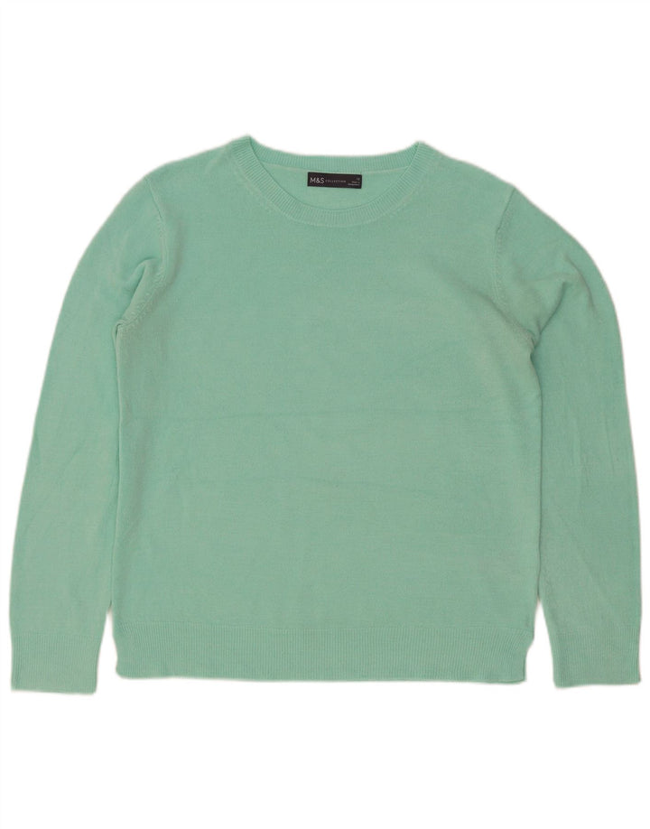 Marks & Spencer Dame Boat Neck Jumper Sweater UK 12 Medium Grøn Akryl
