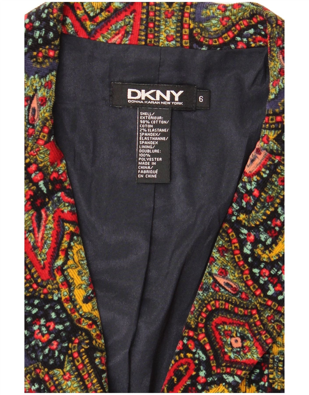 Dkny Dame 2 Button Blazer Jacket US 6 Medium Multicolored Paisley