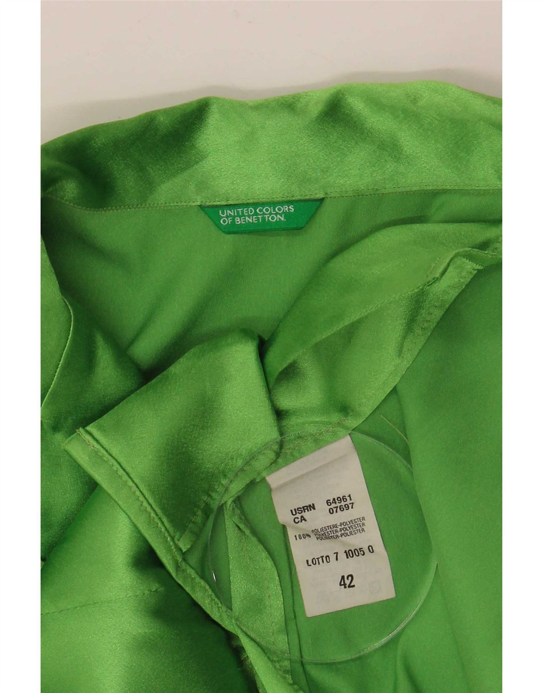 Benetton Dame Skjorte Bluse IT 42 Medium Green Polyester