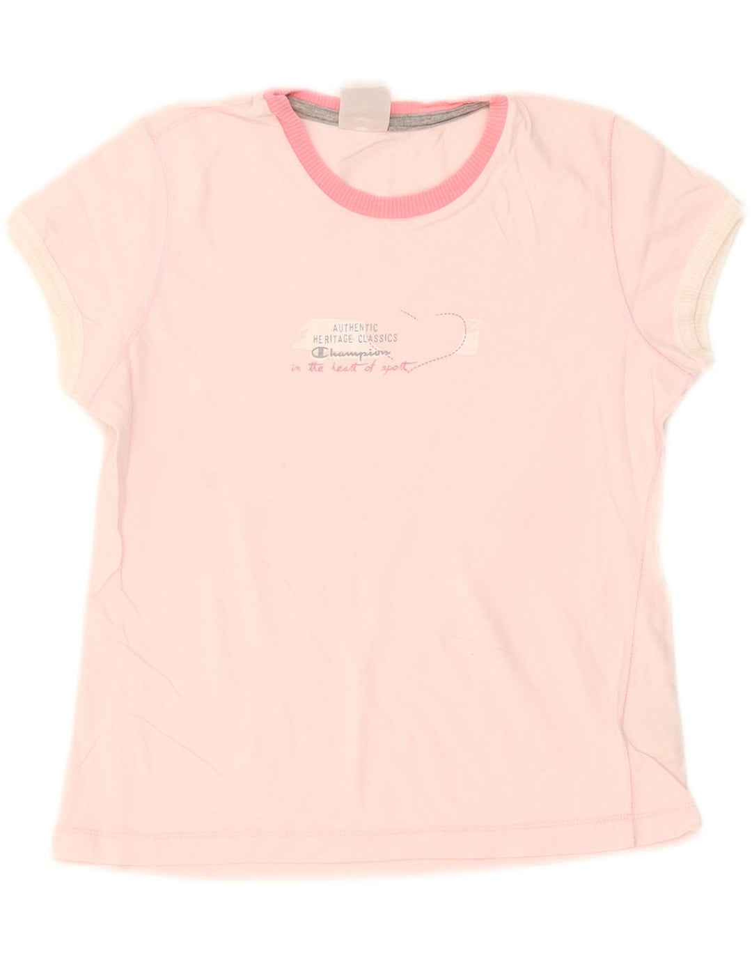 Champion Womens Heritage Classics Grafisk T-Shirt Top UK 12 Medium Pink