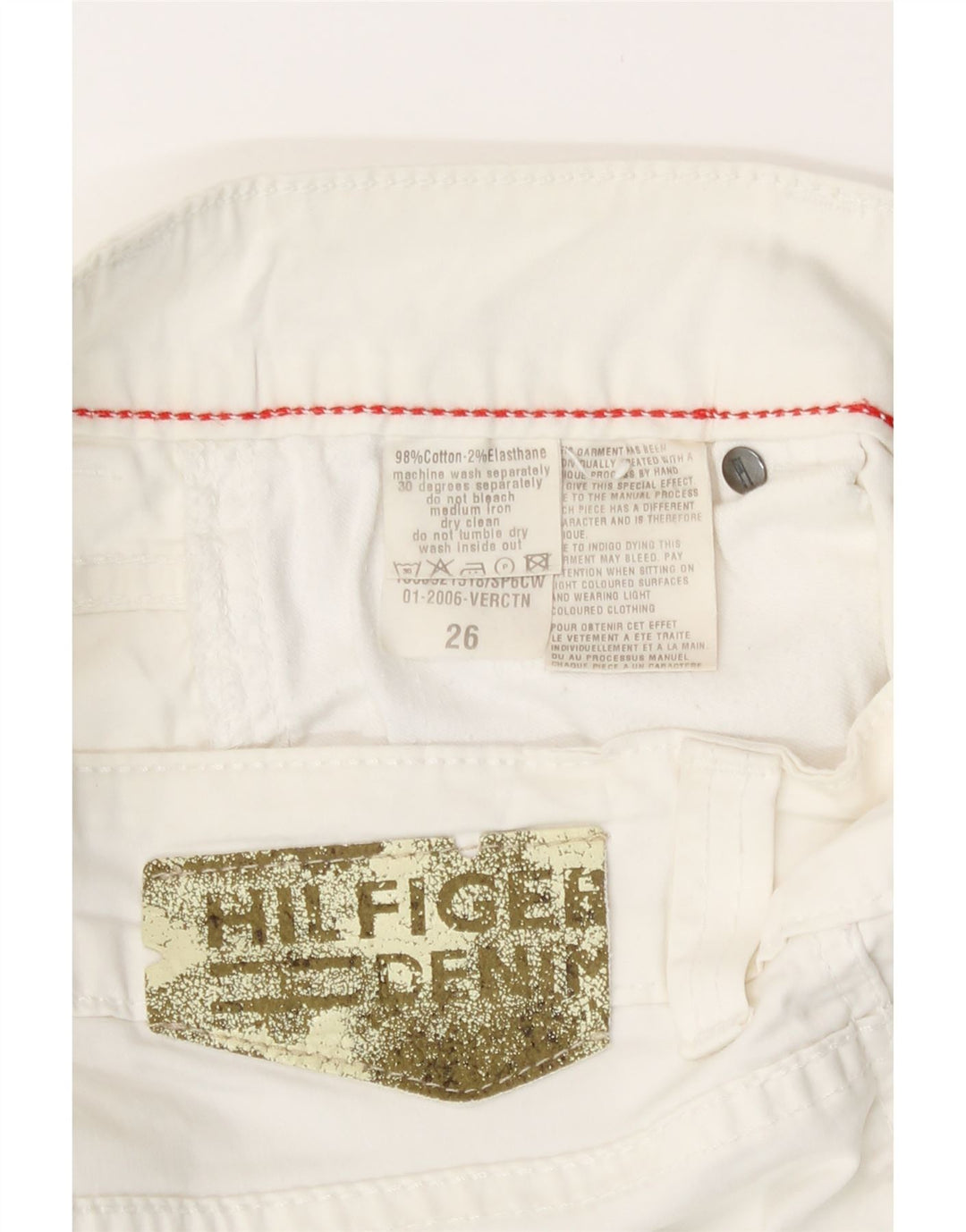 Tommy Hilfiger Dame Denim Bermuda Shorts W26 Small White Bomuld