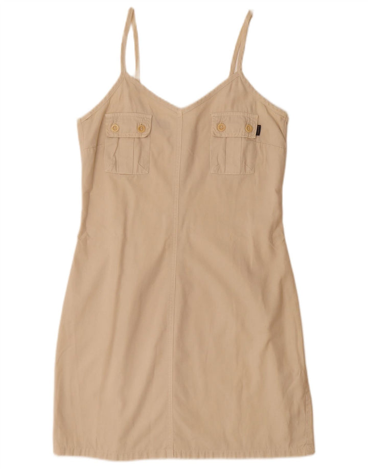 WIT BOY Dame Slip Dress UK 14 Stor Beige Bomuld