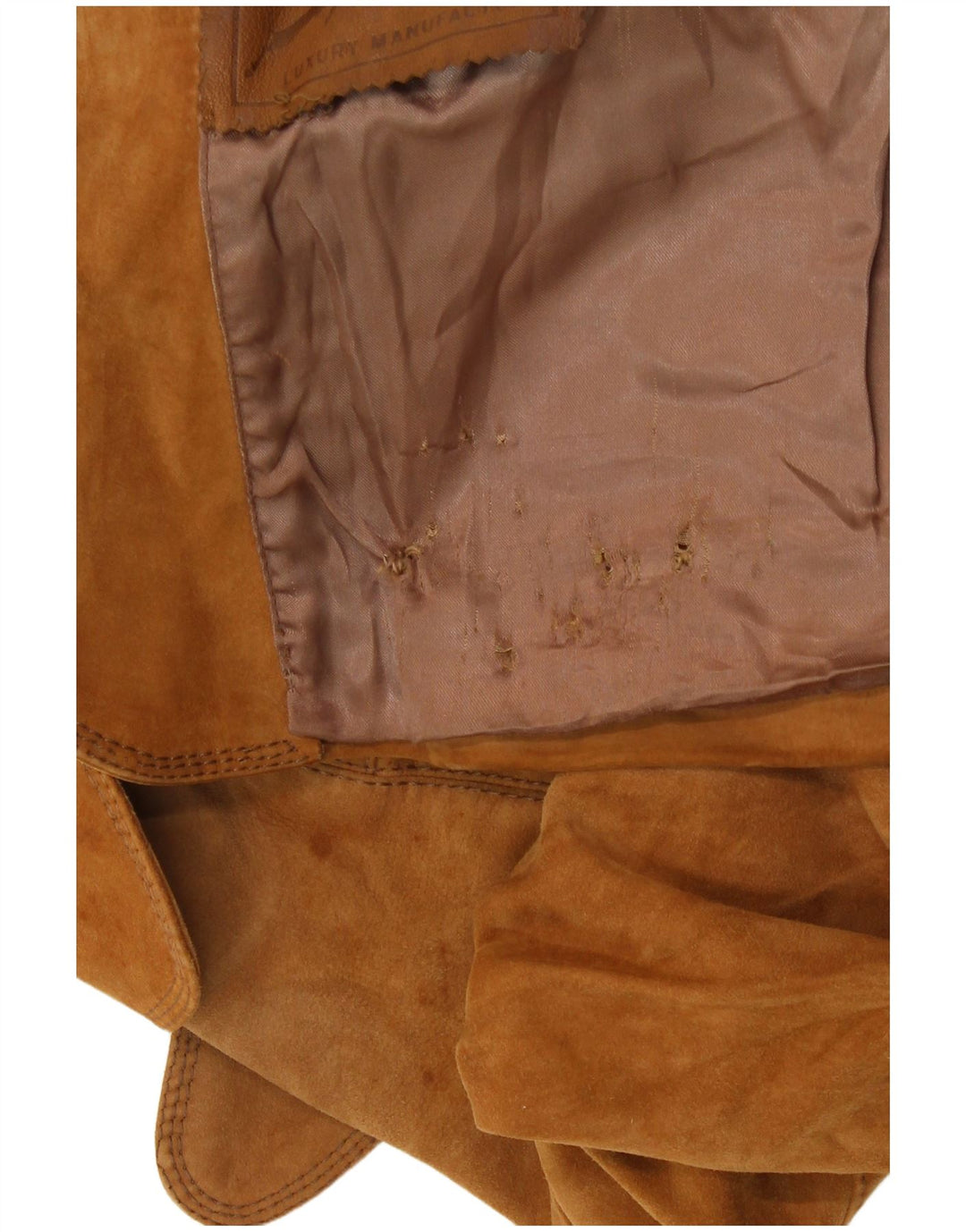 VINTAGE Dame 3-knaps ruskindsblazerjakke UK 8 Lille beige ruskind