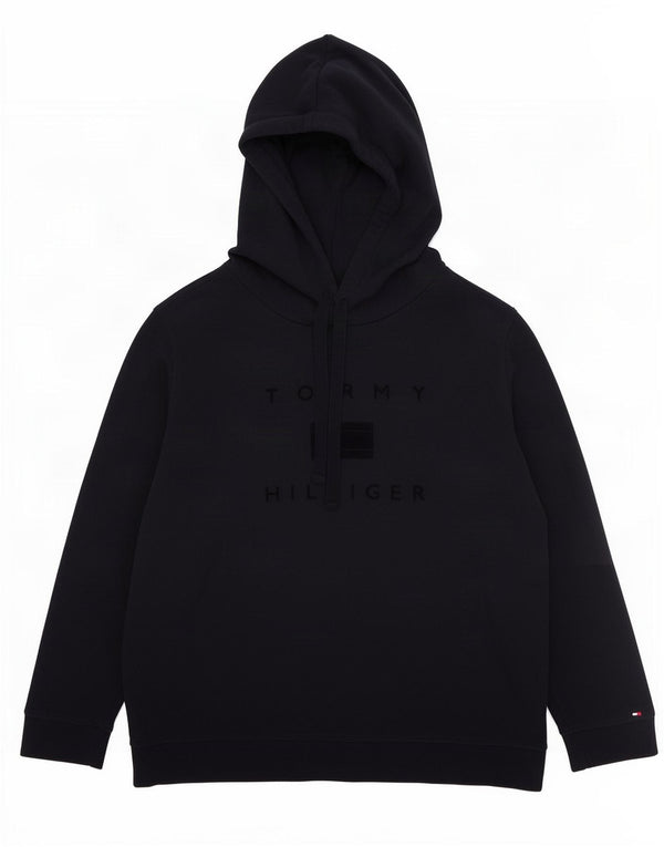 Tommy Hilfiger Grafisk hættetrøje til kvinder UK 18 XL Marineblå bomuld