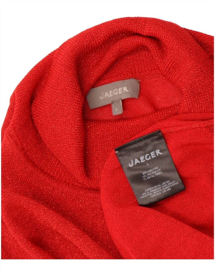 JAEGER Womens Roll Neck Jumper Sweater UK 14 Large Red Flecked Viscose