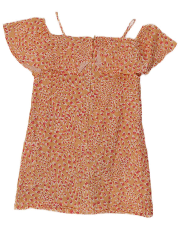 Reiss Girls Ruffle Off Shoulder Kjole 7-8 år Orange Floral Linen