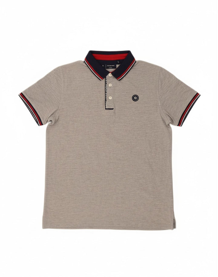 JACK & JONES Mens Core Polo Shirt Medium Grey Cotton