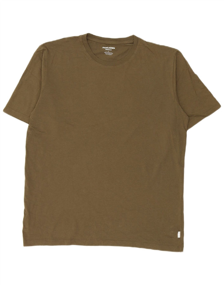 Jack & Jones Herre T-Shirt Top Stor Khaki Bomuld