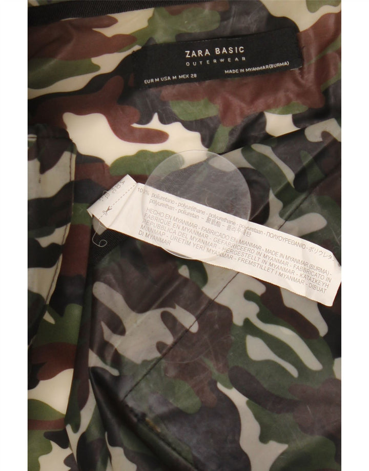 ZARA Militærjakke med hætte til kvinder UK 14 Medium Khaki Camouflage
