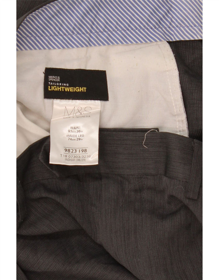 Marks & Spencer Herre Skræddersyet Fit Straight Suit Bukser W36 L29 Grå