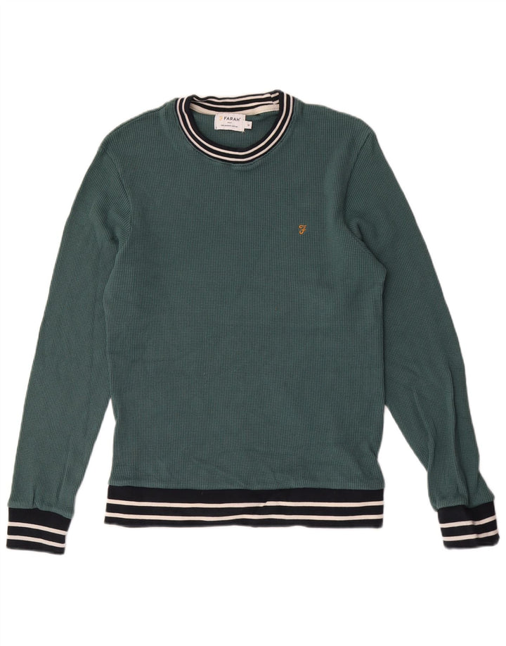 Farah Sweatshirt til mænd mellem grøn stribet bomuld