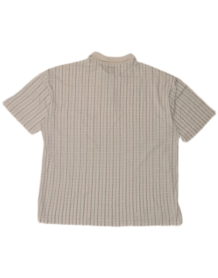 Vintage herre poloshirt XL hvid stribet