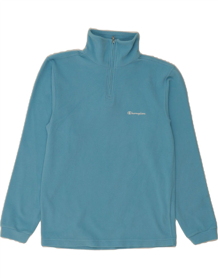 CHAMPION Boys Zip Neck Fleece Jumper 13-14 Years XL Blue Polyester Vintage Champion and Second-Hand Champion from Messina Hembry 