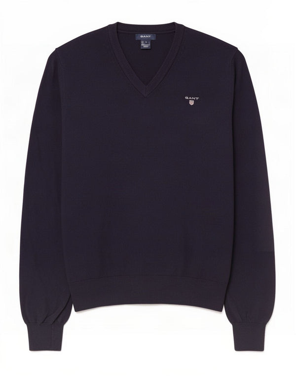 Gant herre V-hals sweater XL marineblå bomuld