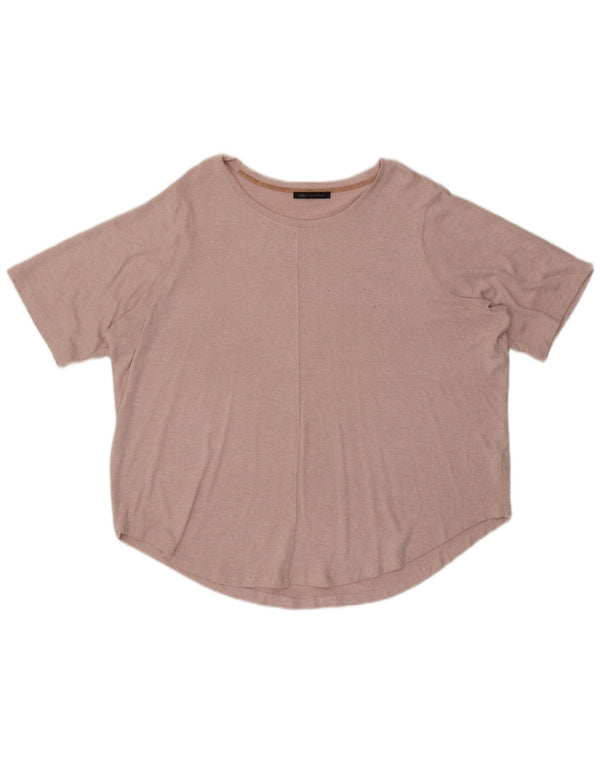 Marks & Spencer Dame Oversized T-Shirt Top UK 24 4XL Pink Flecked Viscose