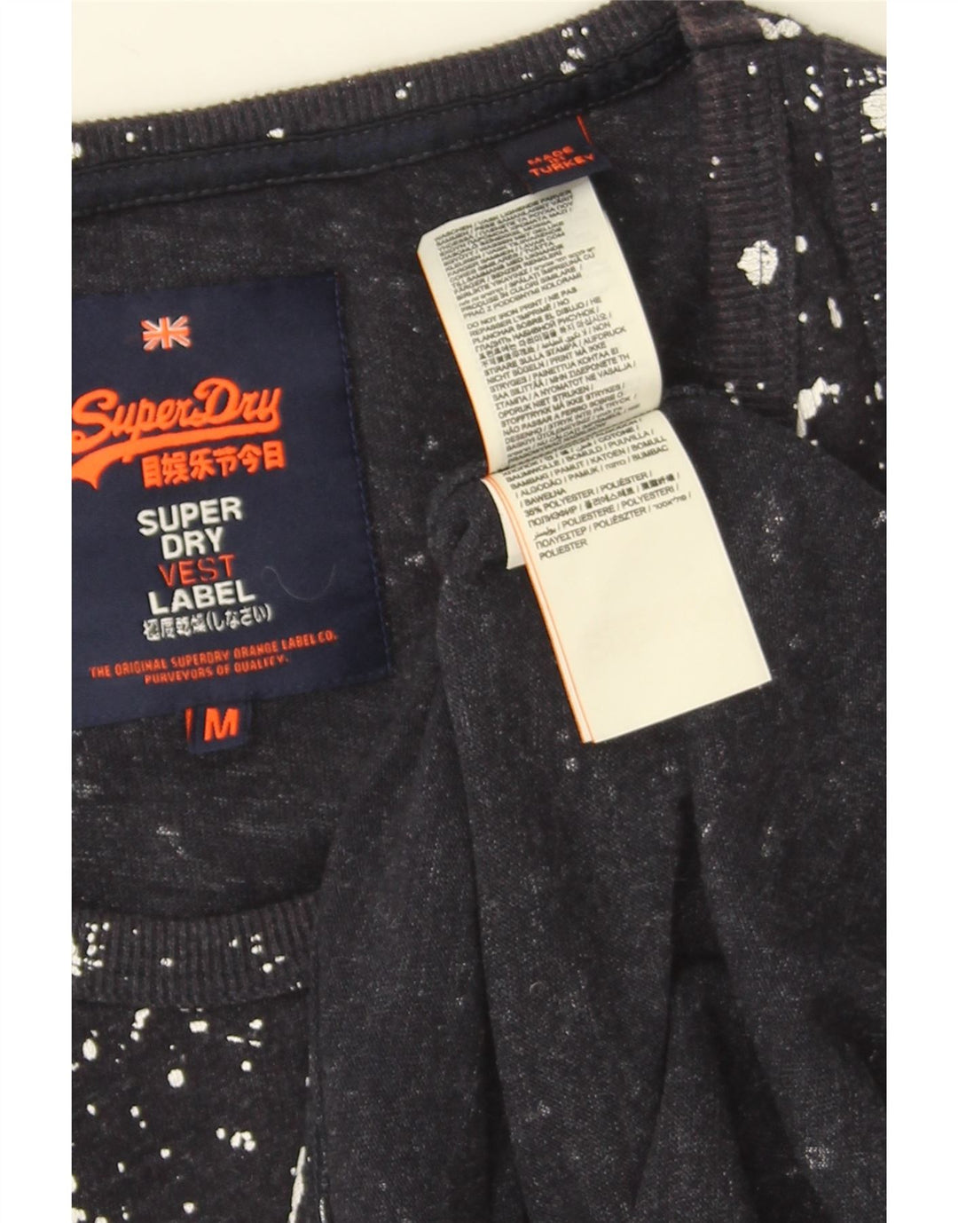 Superdry grafisk vest til mænd, medium marineblå plettet bomuld