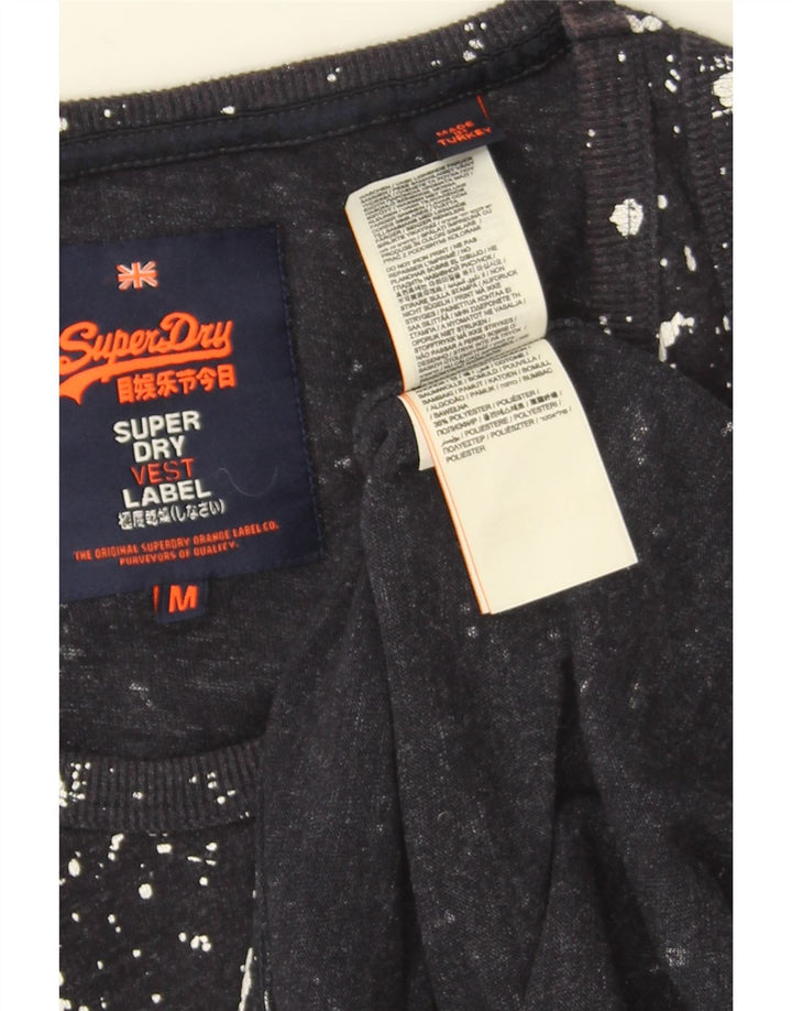 Superdry grafisk vest til mænd, medium marineblå plettet bomuld