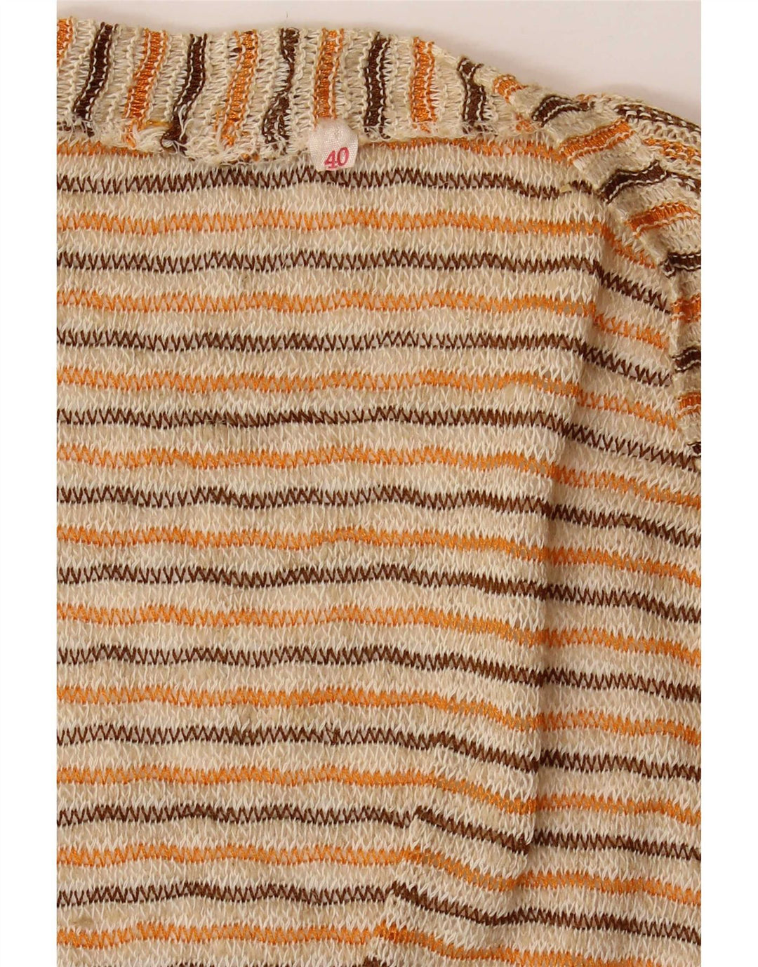 Vintage Dame Crop Cardigan Top EU 40 Medium Beige Stribet