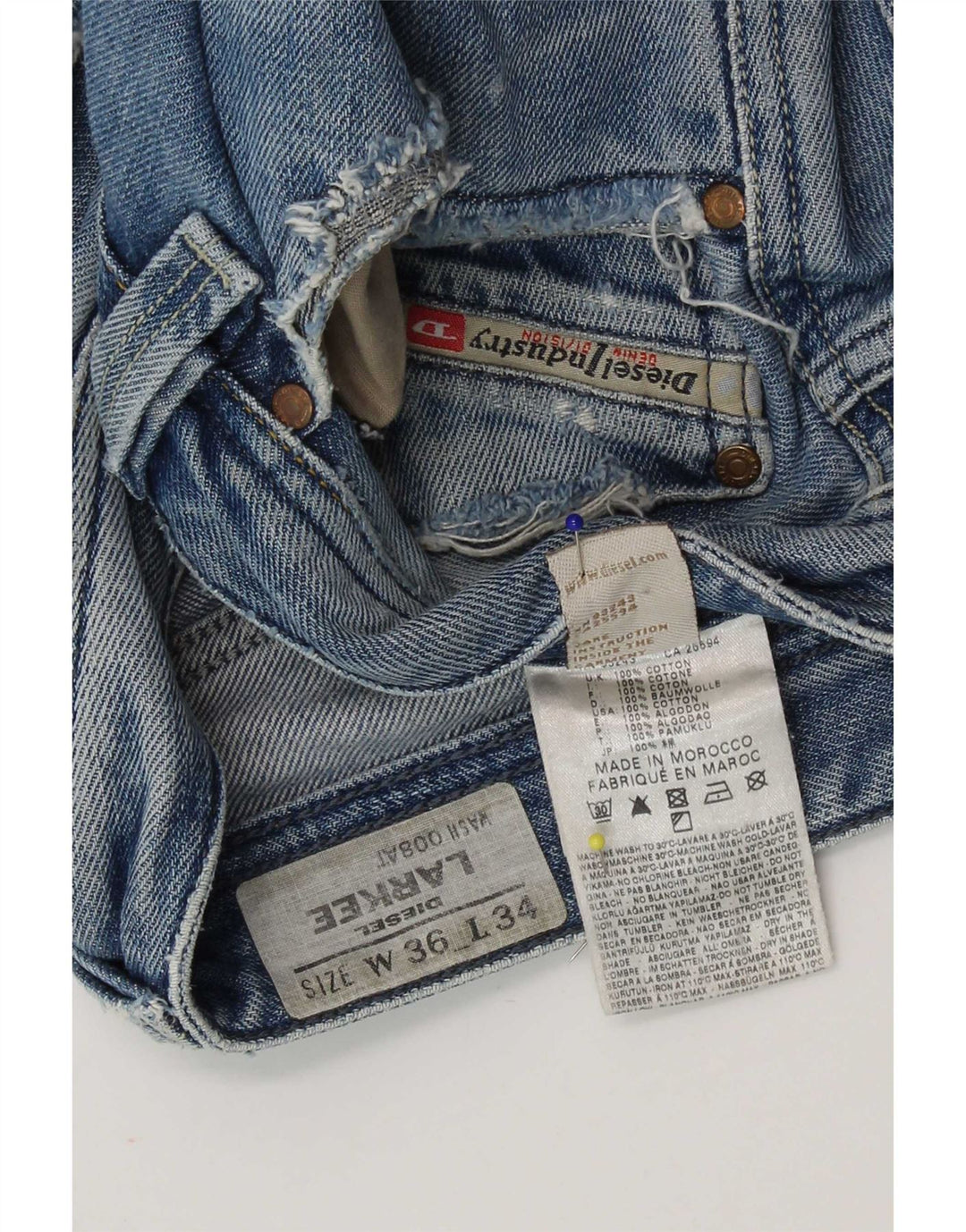 Diesel Herre Larkee Straight Jeans W36 L34 Blå Bomuld