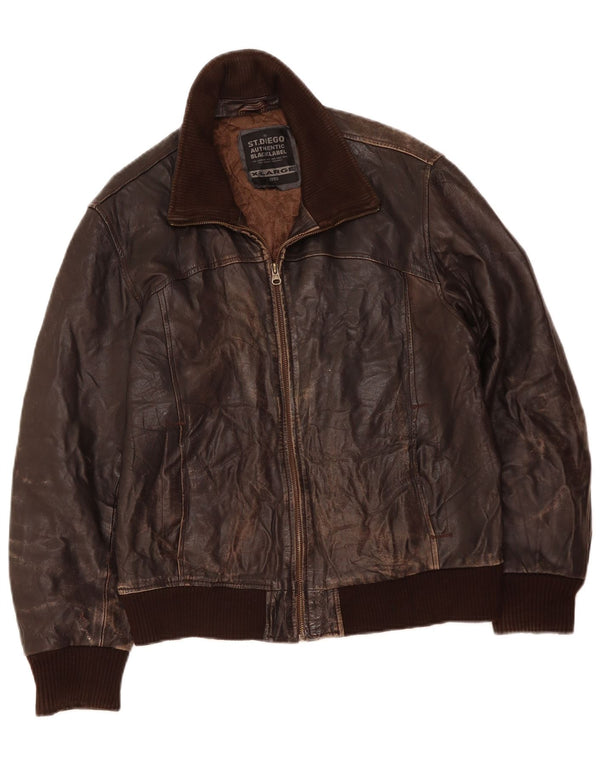 VINTAGE læderjakke til kvinder UK 18 XL brunt læder