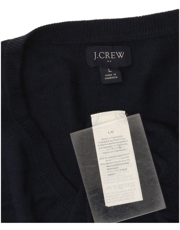 J. Crew Herre V-hals sweater Stor marineblå akryl