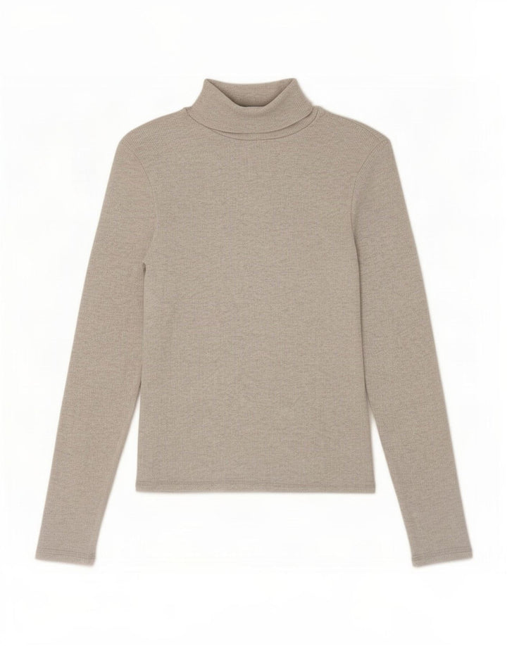 Marks & Spencer Dame Roll Neck Top Langærmet UK 8 Small Grey Bomuld