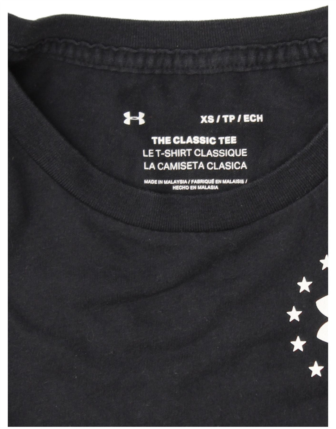 UNDER ARMOUR Grafisk T-shirt top til kvinder UK 6 XS Sort Stribet