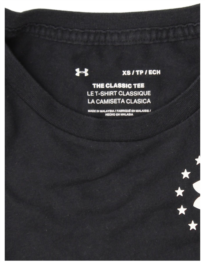 UNDER ARMOUR Grafisk T-shirt top til kvinder UK 6 XS Sort Stribet