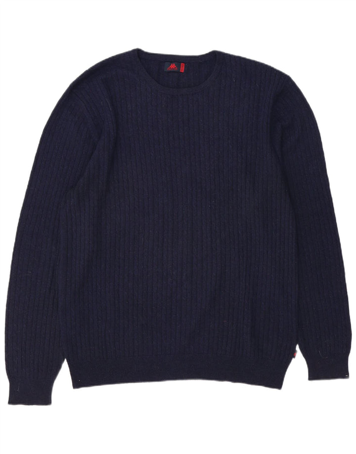 Kappa herre rund hals sweater 2XL marineblå uld